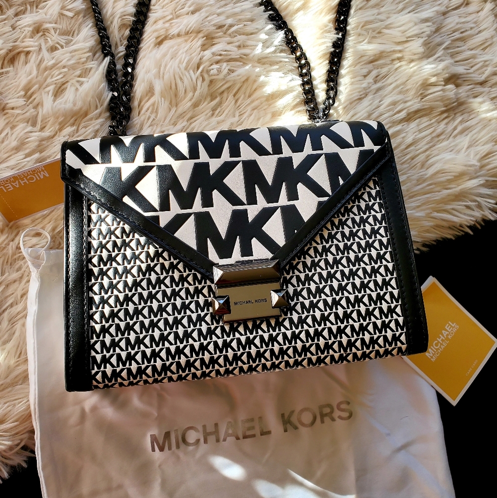 Michael Kors Black & White Monogram Whitney Bag - Picture 1 of 3